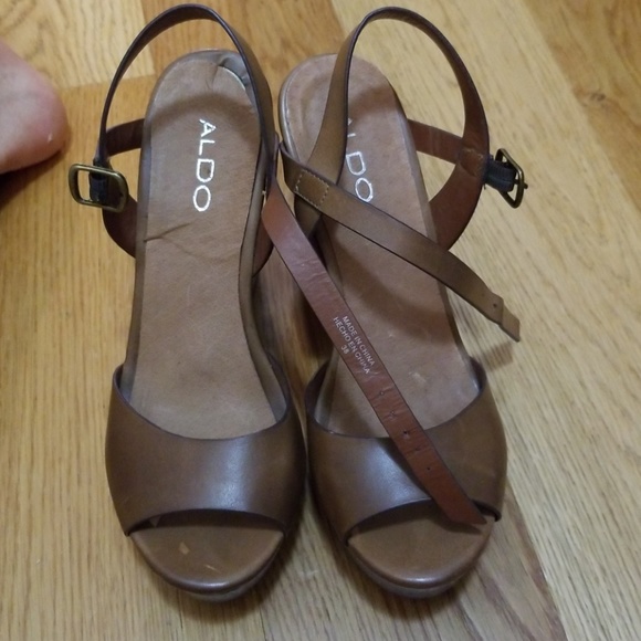 Aldo brown leather wedges like new - Picture 4 of 8